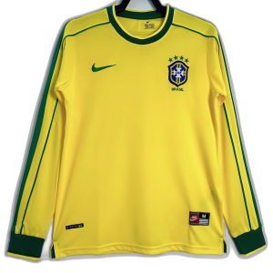 Brazil 1998 I Home Jersey - Long Sleeve Retro Version