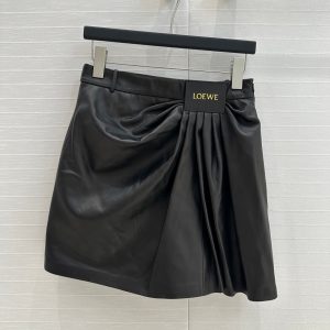 Loewe Draped Leather Skirt Lambskin