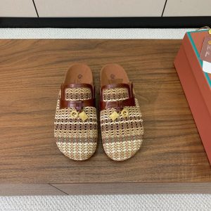 LP Birkenstock slippers brown beige brown raffia calfskin 386728