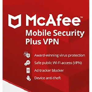 McAfee Mobile Security Plus w/ VPN Unlimited Devices 1 Year McAfee Key GLOBAL